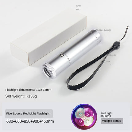 E-commerce Red Light Flashlight with Five Light Sources, Nose and Ear Canal Relief, Light Guide Rod, LED Infrared Lamp, Battery