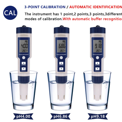 JUANJUAN Multifunction Water Quality Tester PH/ TDS/EC /Salinity Tester LCD Digital Water Purity Temperature Meter for Pools Aquariums - 4 IN 1