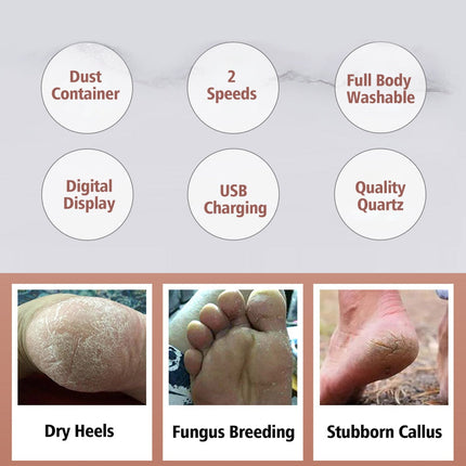 Electric Pedicure Tools Foot Care 3 Grinding Heads