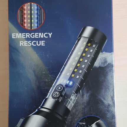 Kezu Aluminum Alloy Strong Light Flashlight , White Laser Wick , Battery Indicator , Emergency Rescue , Tungsten Steel Hammer ( KH - W519-E )