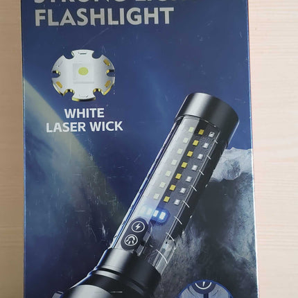 Kezu Aluminum Alloy Strong Light Flashlight , White Laser Wick , Battery Indicator , Emergency Rescue , Tungsten Steel Hammer ( KH - W519-E )
