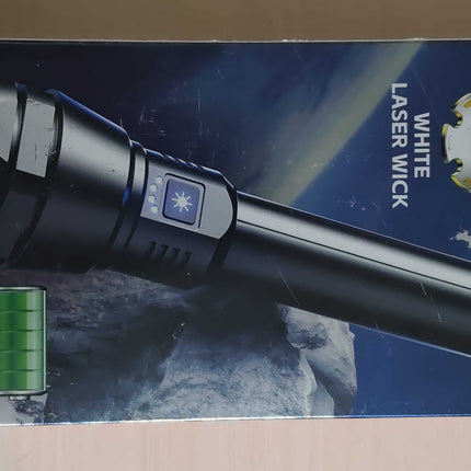 Kezu Aluminum Alloy Strong Light Flashlight , Battery Indicator , Lotus broken Window Head , White Laser Wick , 26135 Batery ( KH - W527 )