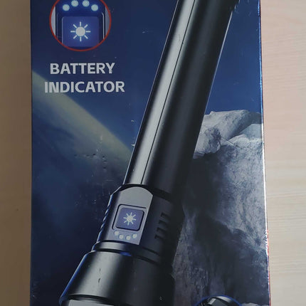 Kezu Aluminum Alloy Strong Light Flashlight , Battery Indicator , Lotus broken Window Head , White Laser Wick , 26135 Batery ( KH - W527 )