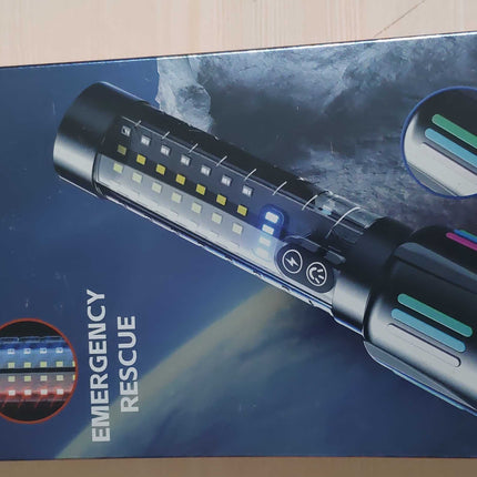 Kezu Aluminum Alloy Strong Light Flashlight , White Laser Wick , Battery Indicator , Emergency Rescue , Night Fluorescent Strip ( KH - W519-F )