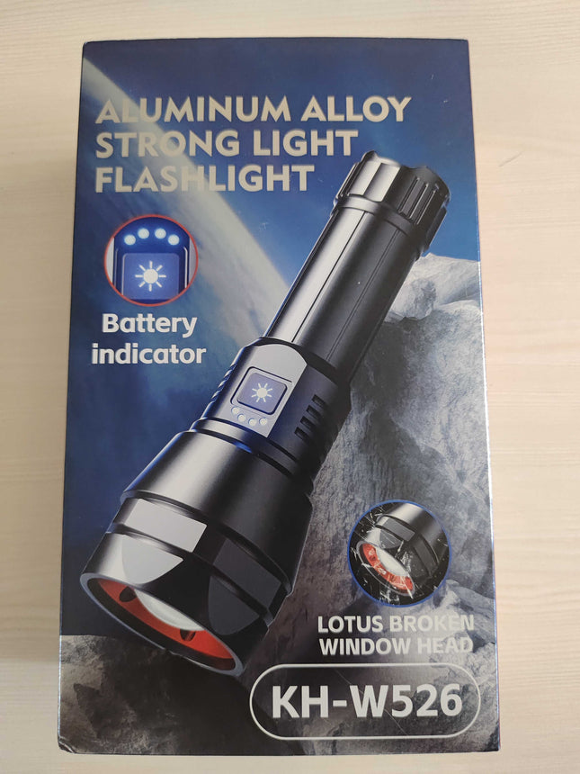 Kezu Aluminum Alloy Strong Light Flashlight , Battery Indicator , Lotus Broken Window Head ( KH - W526 )