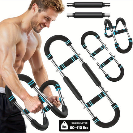 PHOVSUV Adjustable Arm & Chest Muscle Trainer, Multifunctional Strength Training Bar, Gym Accessory for Men & All Fitness Levels - Black