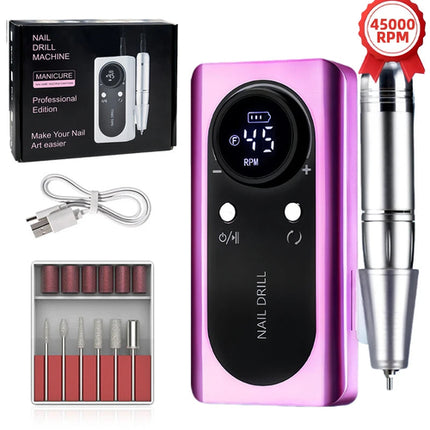 45000RPM Nail Drill Machine Kit Rechargeable Nail Sander Machine With