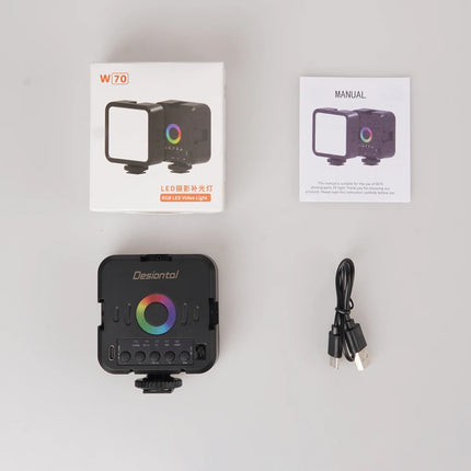 Desiontal Mini RGB Hot Boot Fill Light Live Photography LED Portable Atmosphere Beauty Mobile Camera Pocket Adjustable