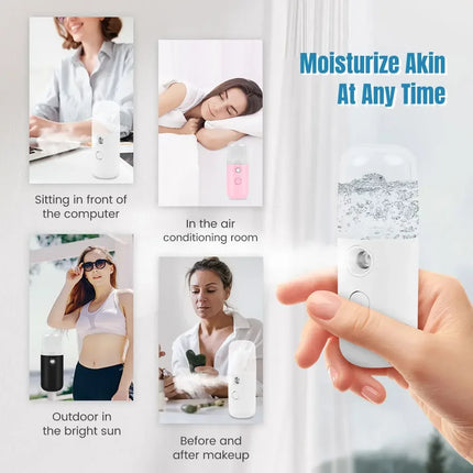 JBMBHC Nano Facial Steamer Facial Mister Portable Face Mister Cool Nano Mist Sprayer for Face Hydrating Sprayer Mini Handy Face Mister - White