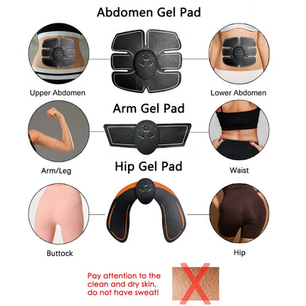 FEMVY EMS Electrical Muscle Stimulator Fitness Lifting Buttock Abdomen Arms Legs Hip Trainer Toner Weight Loss Body Slimming Massager - Abdomen Arms Hip