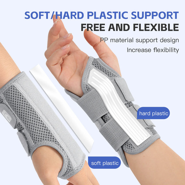 ZOFORE SPORT 1PC Wrist Strap Adjustable Wrist Brace for Carpal Tunnel Support Brace with Splints for Arthritis Tendonitis Sprain Wrist Pain - Gray Left hand ( S/M )