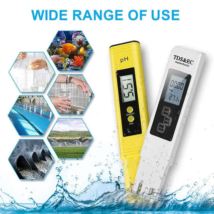 LABICO 2pcs TDS PH Meter Digital Water Tester 0.01ph High Accuracy PH Meter 0-9990ppm Temperature TEMP PPM Tester