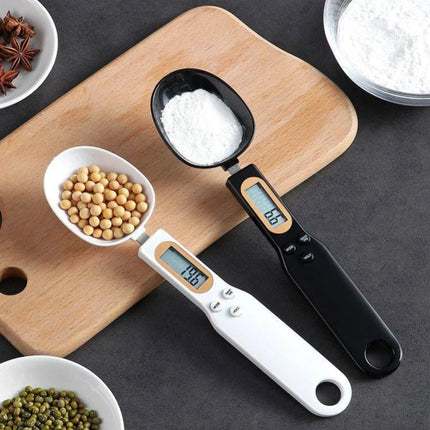 UNbit Weighing Spoon Scale Home Kitchen Tool Electronic Measuring Coffee Food Flour Powder Baking LCD Digital Measurement adjustable - black