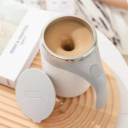 URGGU Fully automatic mixing cup, sesame paste water cup, portable electric magnetic rotating shaker coffee cup - white gray battery mod