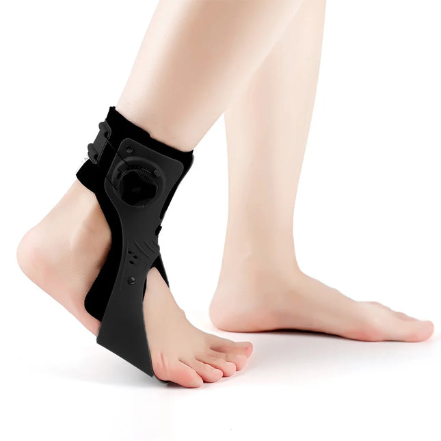 PAPLUS Ankle Joint Foot Orthosis Foot Drop Support Brace Weightlight Easy Wearing Adjustable Tightness Improve Foot Drop for Paralysis - Black Right - Size: M
