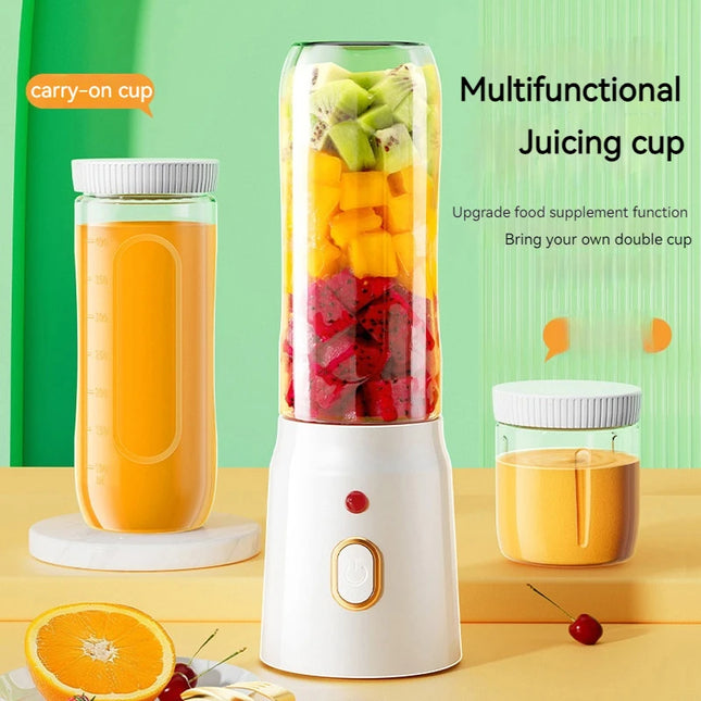 Zoeydam Portable Wireless Blender Electric Fruit Juicer Machine For Orange Ice Crushing 10 Blade Auxiliary Food Machine 1500mA Mixer - White