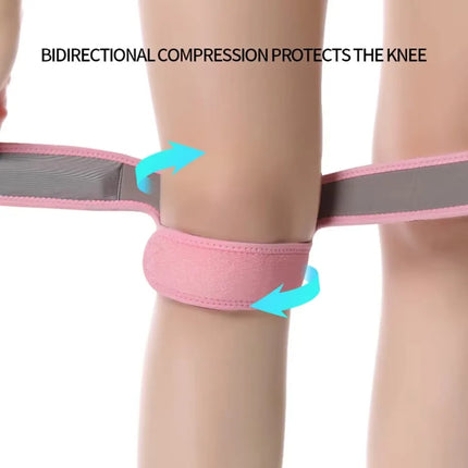MOONBIFFY 1/2Pcs Adjustable Sports Kneepad Double Patellar Knee Patella Tendon Support Strap Brace Pad ProtectorOpen Knee Wrap Strap Band - Pink