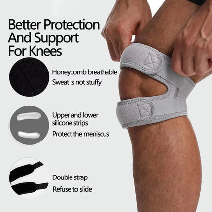 MOONBIFFY 1/2Pcs Adjustable Sports Kneepad Double Patellar Knee Patella Tendon Support Strap Brace Pad ProtectorOpen Knee Wrap Strap Band - Pink