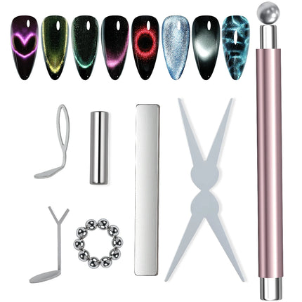 4/7pcs Cat Eye Magnet Set With Y-Shaped Iron For Heart Cat Eye Effect Magnetic Design Multi-functional DIY Nail Tool Supplies