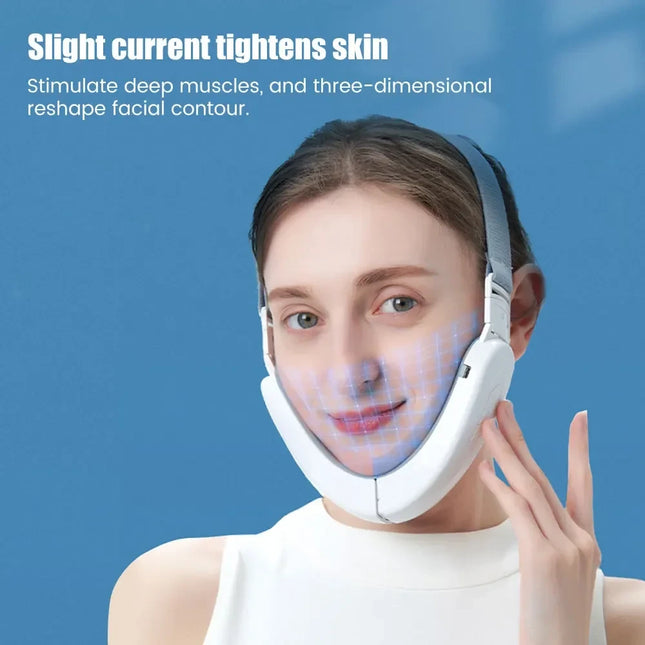 JBMBHC Electric V-face Face Lift Device LED Photon Therapy Microcurrent Skin Tightening Double Chin Remover EMS Face Slimming Massager