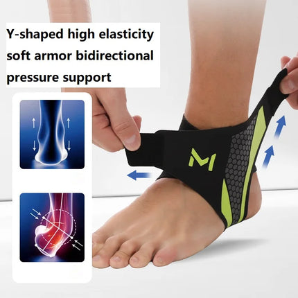 PAPLUS 1-2PCS Bandage Ankle Protector Foot Support for Pain Plantar Fasciitis Night Splint Ankle Protector Soccer Compression Anklet - Grey