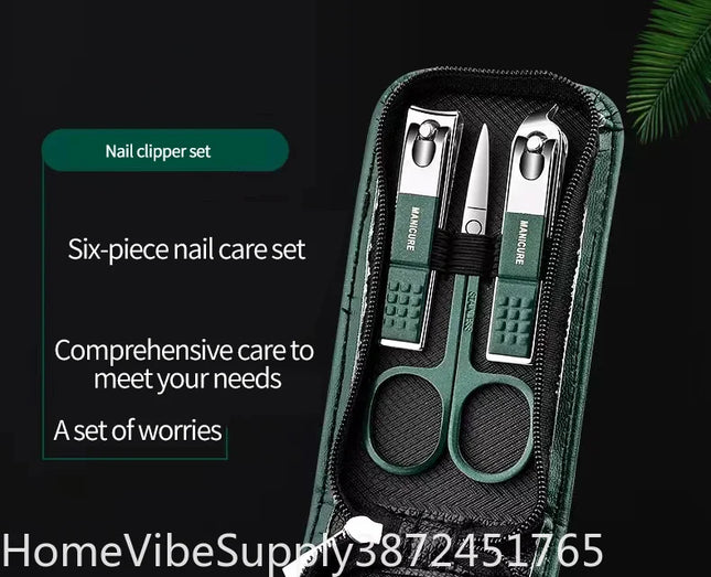 6Pcs Premium Nail Clipper Scissors Set Portable Household Manicure Beauty Kit HighÃƒÂ¢Ã¢â€šÂ¬Ã¢â‚¬ËœEnd Nail Care Tools For Men Women Daily Grooming Supply