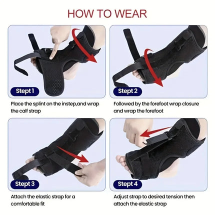 Uniqus 1PCS Adjustable Plantar Fasciitis Night Splint Foot Drop Orthosis Stabilizer Brace Support Night Splints Pain Relief - Black