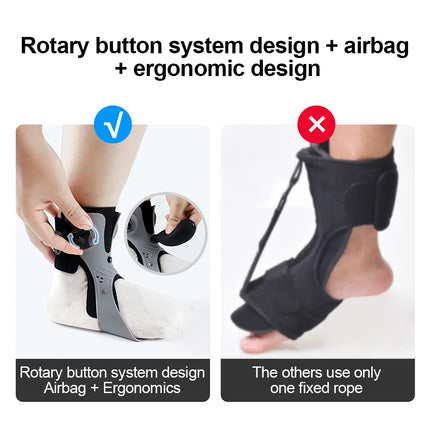 PAPLUS Ankle Joint Foot Orthosis Foot Drop Support Brace Weightlight Easy Wearing Adjustable Tightness Improve Foot Drop for Paralysis - Black Right - Size: M
