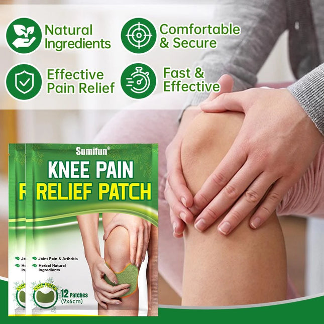Sumifun 12pcs Self-Heating Knee Pain Patch Wormwood Herbal Extract Joint Arthritis Sticker Relief Swelling Bruise Medical Plaster