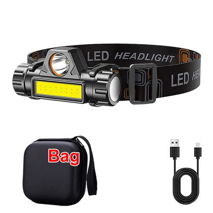 ZHIYU Rechargeable COB LED Headlamp Strong Magnetic Powerful Headlight Super Bright Waterproof Head Torch For Outdoor Fishing - with bag