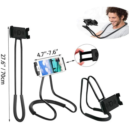 Chapter Seven New Lazy Neck Mobile Phone Holder For IPhone Huawei Xiaomi Flexible Neck Lazy Necklace Tablet Holder Stand For Cellphone Tablets - Black