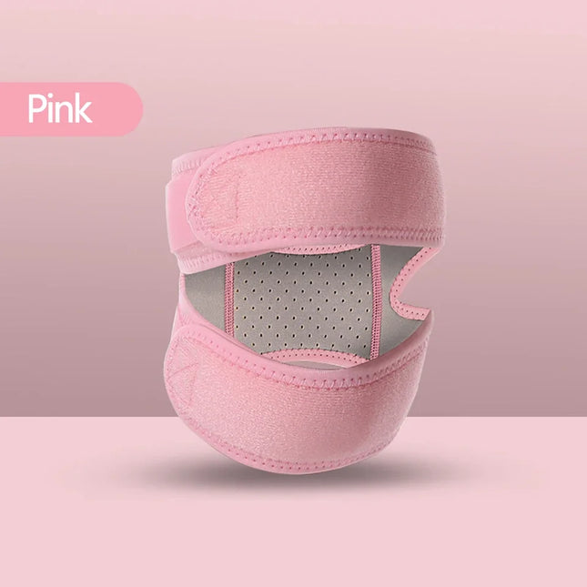 MOONBIFFY 1/2Pcs Adjustable Sports Kneepad Double Patellar Knee Patella Tendon Support Strap Brace Pad ProtectorOpen Knee Wrap Strap Band - Pink