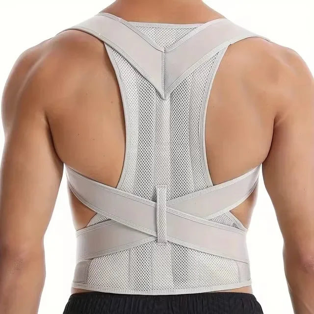 Uniqus Men Women Adjustable Posture Corrector Corset Back Brace Belt Lumbar Support Straight Corrector Fashion Breathable Back Support - Size: L - Color: LL-MU069-Gray