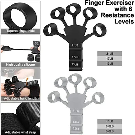 Pnrskter Hand Grip Strengthener Physical Tools Guitar Finger Trainer Training and Exercise Gym 6th Level Resistance Gripster Expander - black-1pc