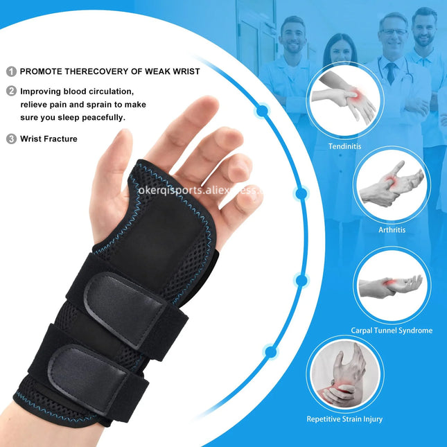 okerqi 1Pcs Adjustable Wristband Wrist Support Wrist Brace Sport Left Right Hand Wrist Support for Fitness, Weightlifting & Pain Relief - Left Hand - Size: M