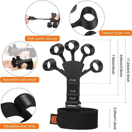 Pnrskter Hand Grip Strengthener Physical Tools Guitar Finger Trainer Training and Exercise Gym 6th Level Resistance Gripster Expander - black-1pc
