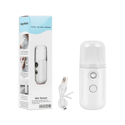 JBMBHC Nano Facial Steamer Facial Mister Portable Face Mister Cool Nano Mist Sprayer for Face Hydrating Sprayer Mini Handy Face Mister - White
