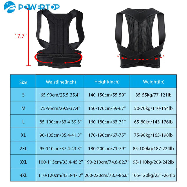 OIMG Posture Corrector for Men and Women Back Posture Brace Clavicle Support Stop Slouching and Hunching Adjustable Back Trainer - Black - Size: L