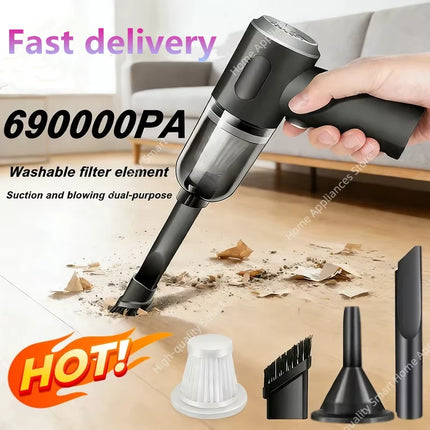 XMSJ 690000Pa Wireless Car Vacuum 2 Hours Quick Charge Wet Dry Dual-use Cleaner Cordless Handheld High-power Vacuum Cleaner