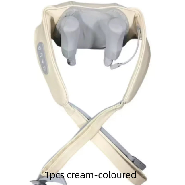 KAXLIDEN Shoulders and Neck Massager with Hot Compress Function Relaxes Back Shoulder Muscle Pain Relief Portable Bionic - 1pcs cream-coloured