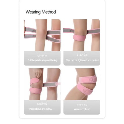 MOONBIFFY 1/2Pcs Adjustable Sports Kneepad Double Patellar Knee Patella Tendon Support Strap Brace Pad ProtectorOpen Knee Wrap Strap Band - Pink