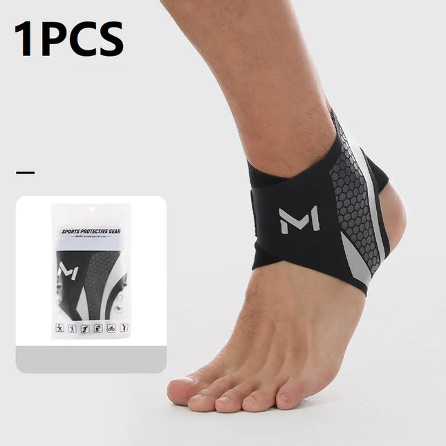 PAPLUS 1-2PCS Bandage Ankle Protector Foot Support for Pain Plantar Fasciitis Night Splint Ankle Protector Soccer Compression Anklet - Grey