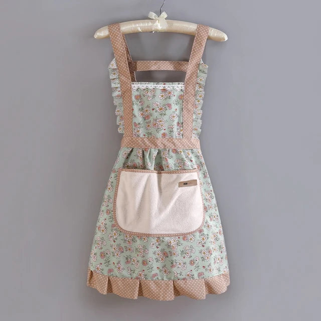 WinDerMo Cute Print Apron with Pockets Baking Kitchen Aprons for Cooking Adjustable Straps Painting Cleaning Aprons -