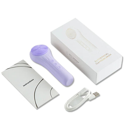 VIMYSHOW Sonic Waterproof Facial Cleansing Brush for Men & Women Rechargeable Exfoliating Electric Face Scrubber Cleanser Brush - Purple