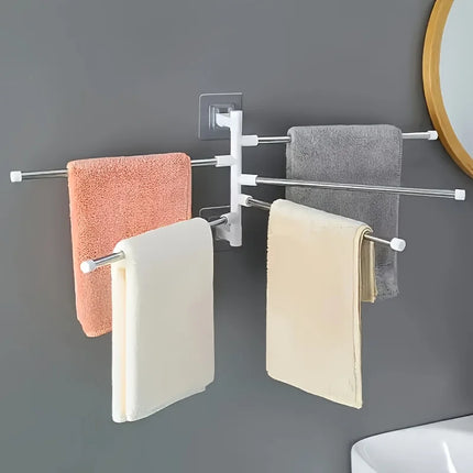 Ibluelover Towel Rack, Towel Rod, Space-Saving Wall-Mounted Rack, Anti-Swing Hook, Suitable for Bathroom and Kitchen - Five floors