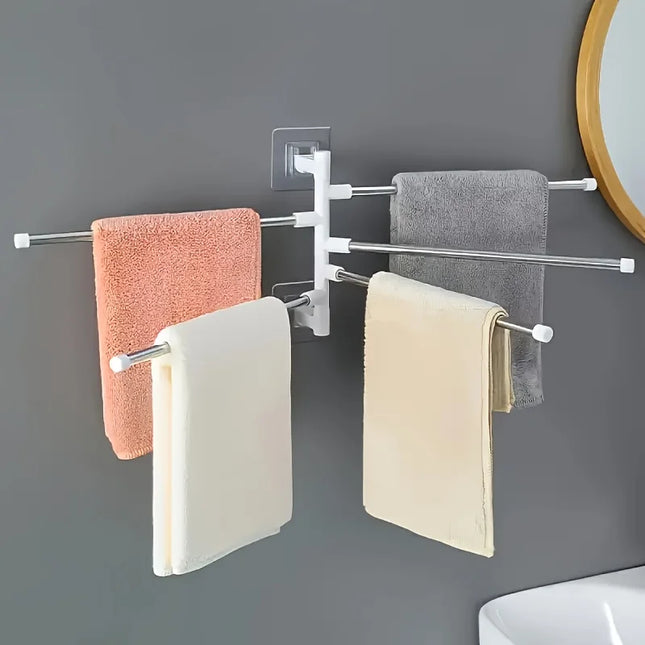 Ibluelover Towel Rack, Towel Rod, Space-Saving Wall-Mounted Rack, Anti-Swing Hook, Suitable for Bathroom and Kitchen - Five floors