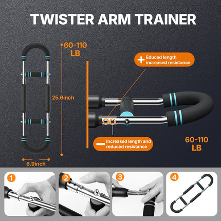 PHOVSUV Adjustable Arm & Chest Muscle Trainer, Multifunctional Strength Training Bar, Gym Accessory for Men & All Fitness Levels - Black
