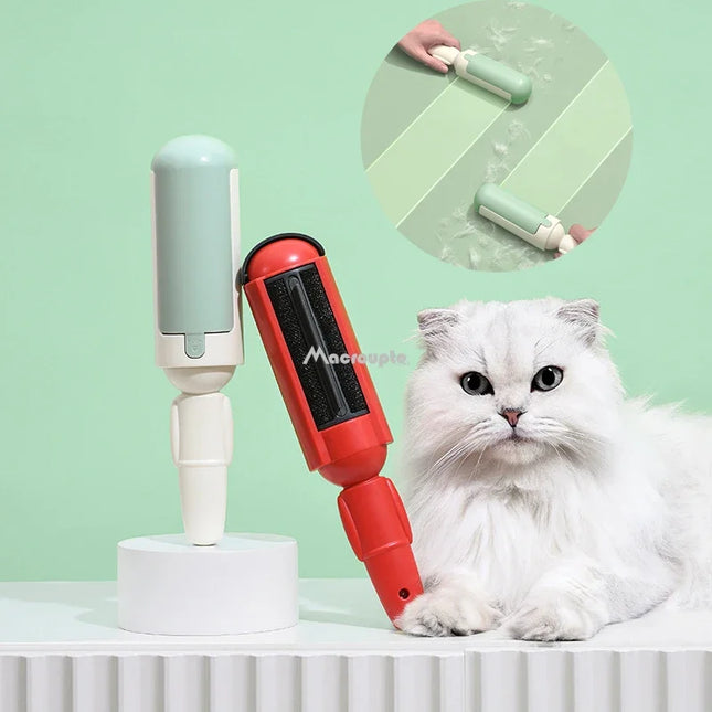 macroupta Pet Hair Remover Clothes Electrostatic Multi-purpose Brush Cat Dog Hair Sticker Roller Sticker Self-cleaning Lint Hair Remover - RED