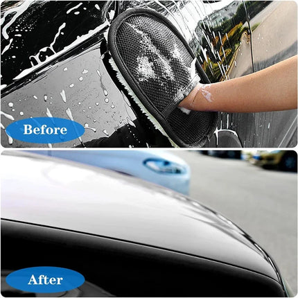 Mkobon Car Cleaning Sponge Glove Car Polishing Washing Mitt Gloves Microfibre Wash For Automotive Kitchen Homes Cleaner Wool - 5PCS Black