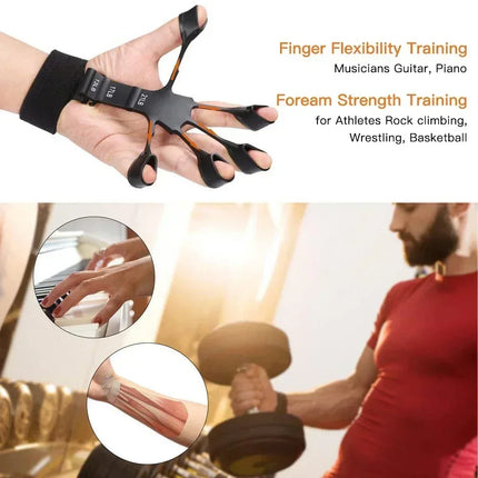 Pnrskter Hand Grip Strengthener Physical Tools Guitar Finger Trainer Training and Exercise Gym 6th Level Resistance Gripster Expander - black-1pc